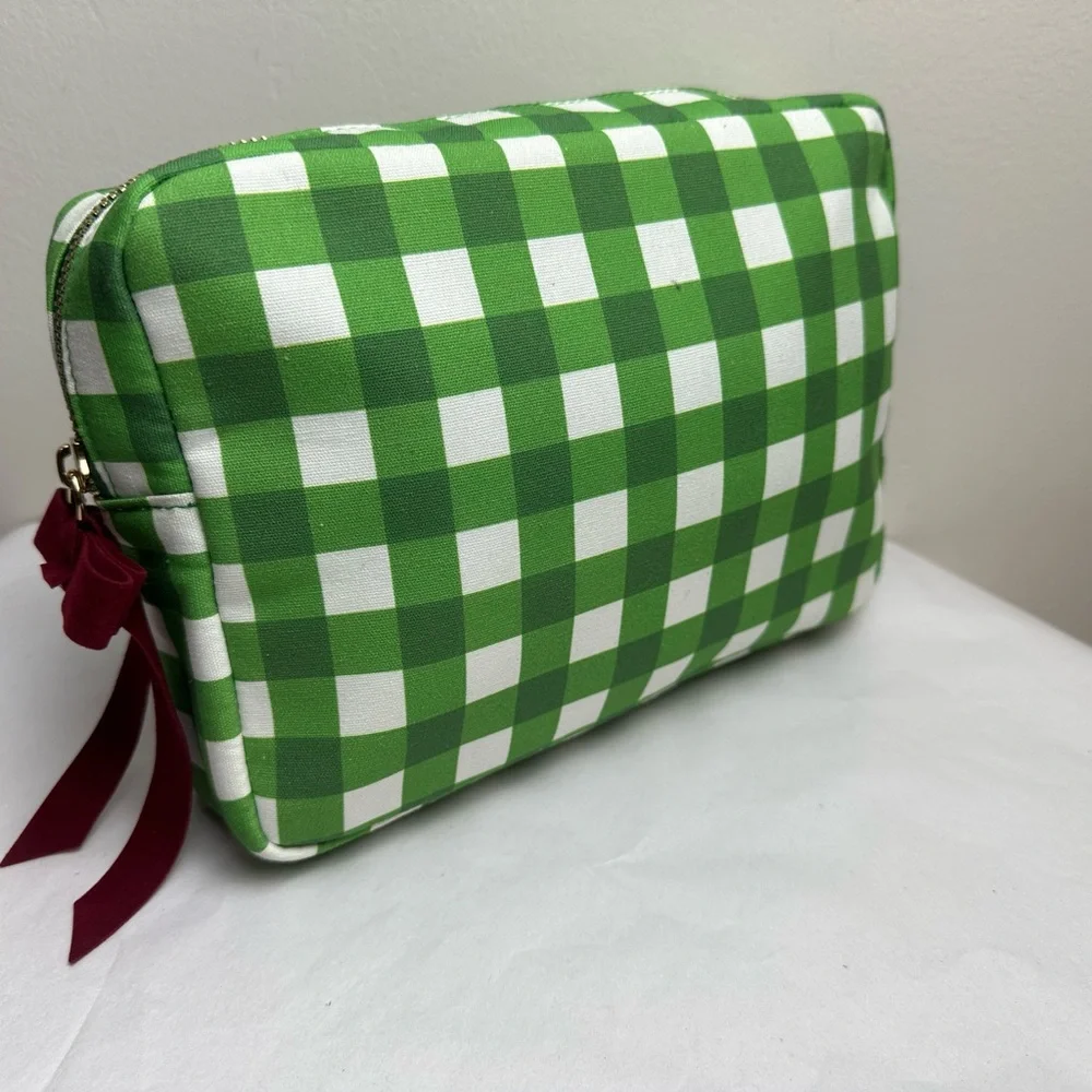 Cosmetic Pouch with Burgundy Ribbon